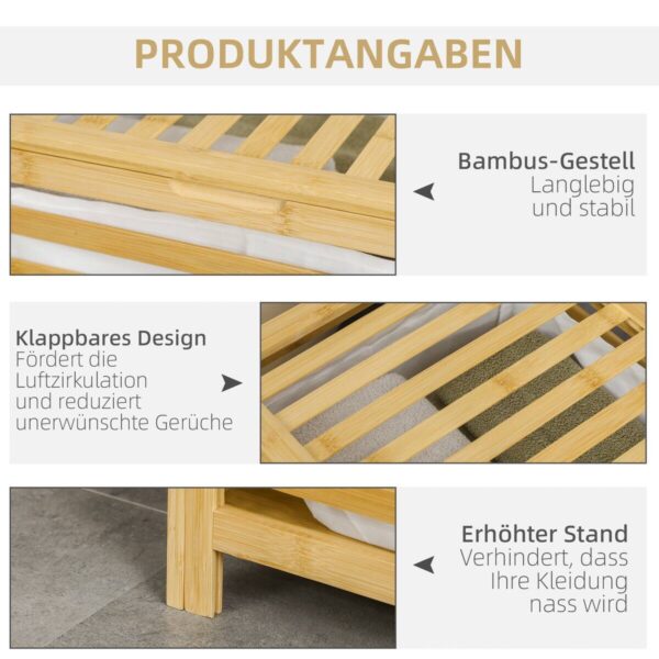 HOMCOM Wäschekorb natur Edelstahl B/H/L: ca. 36x60x50 cm HOMCOM Wäschekorb natur Edelstahl B/H/L: ca. 36x60x50 cm – Bild 3