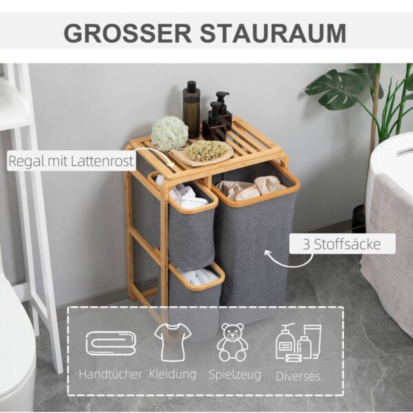 HOMCOM Wäschekorb natur B/H/L: ca. 32x50x69,7 cm – Bild 2