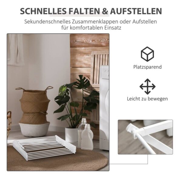 HOMCOM Wäscheständer weiß Kunststoff B/H/L: ca. 35x74x144 cm – Bild 2