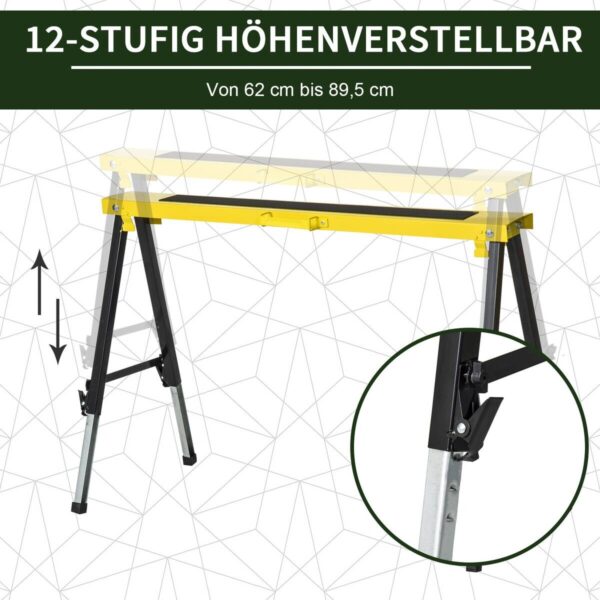 DURHAND Werkbank gelb Edelstahl B/H/L: ca. 49x100x90 cm – Bild 3