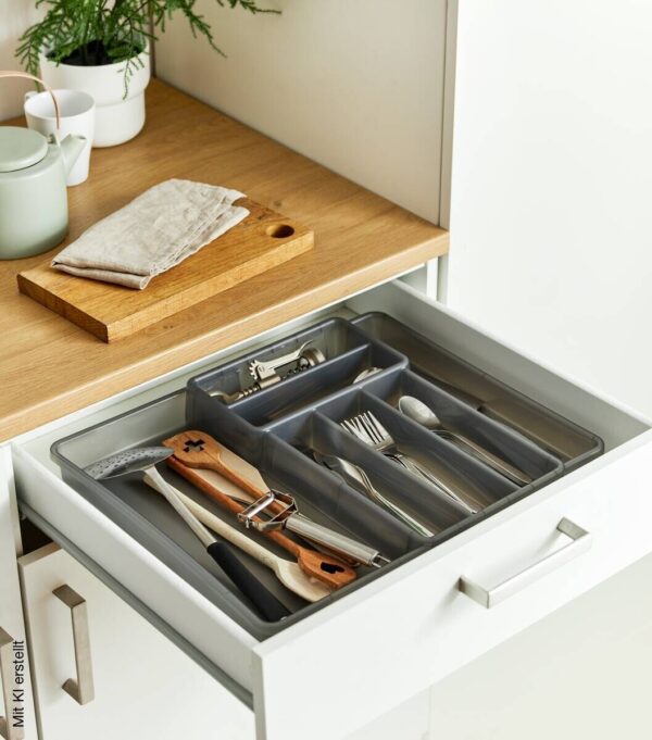 Rotho Besteckkasten DOMINO anthrazit Kunststoff B/H/L: ca. 34,1x5,1x39,7 cm – Bild 2