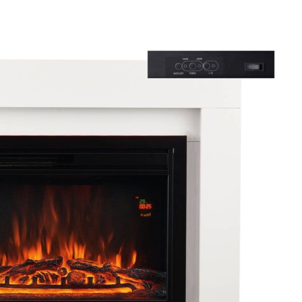 KAMINIO Elektrischer-Kamin MATTI weiß MDF Metall Glas B/H/T: ca. 95x77x26 cm ca. 2000 W – Bild 3