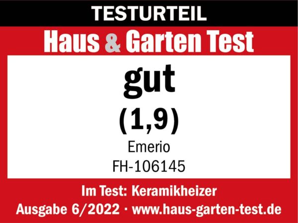 Emerio Keramik Heizlüfter FH-106145 schwarz B/H/L: ca. 12,2x21,8x16,9 cm ca. 1800 W – Bild 4