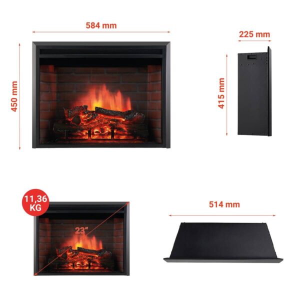 KAMINIO Elektrischer-Kamin LUCA schwarz Metall B/H/T: ca. 58,4x45,1x22,5 cm ca. 1800 W – Bild 5