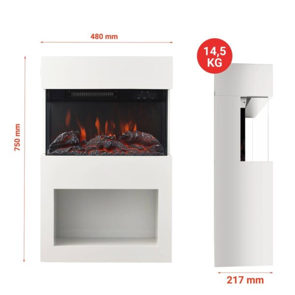 KAMINIO Elektrischer-Kamin HENRI weiß Metall B/H/T: ca. 48x75x21,7 cm ca. 2000 W – Bild 2