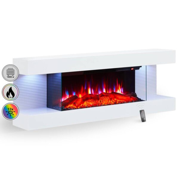 Balderia Elektrischer-Kamin weiß Metall B/H/T: ca. 112x41,8x21,6 cm – Bild 3