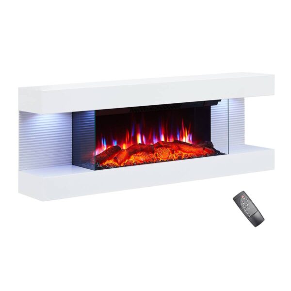 Balderia Elektrischer-Kamin weiß Metall B/H/T: ca. 112x41,8x21,6 cm – Bild 4