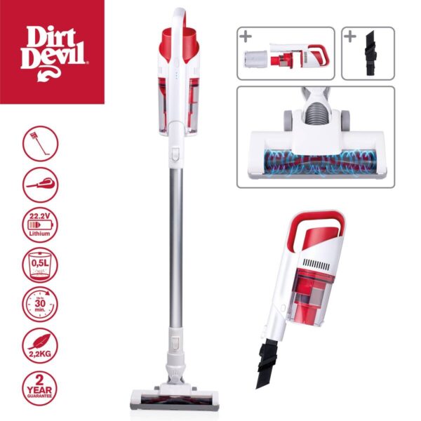 Dirt Devil Hand-/Stielstaubsauger DD9002 weiß rot – Bild 4
