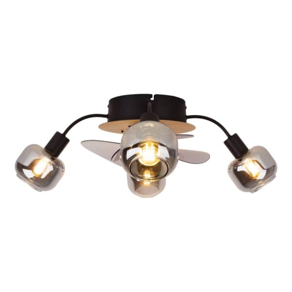Näve Leuchten Deckenventilator schwarz Metall Glas Kunststoff B/H/T/D: ca. 48x21x48x48 cm E14 4 Brennstellen – Bild 4