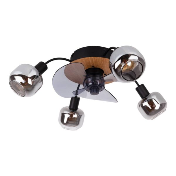 Näve Leuchten Deckenventilator schwarz Metall Glas Kunststoff B/H/T/D: ca. 48x21x48x48 cm E14 4 Brennstellen – Bild 5