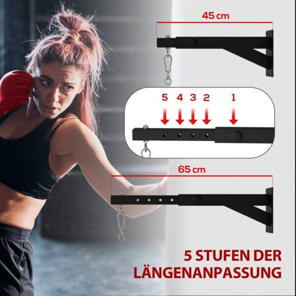 SPORTNOW Boxsack Wandhalterung schwarz Stahl B/H/L: ca. 12x20x65 cm – Bild 4