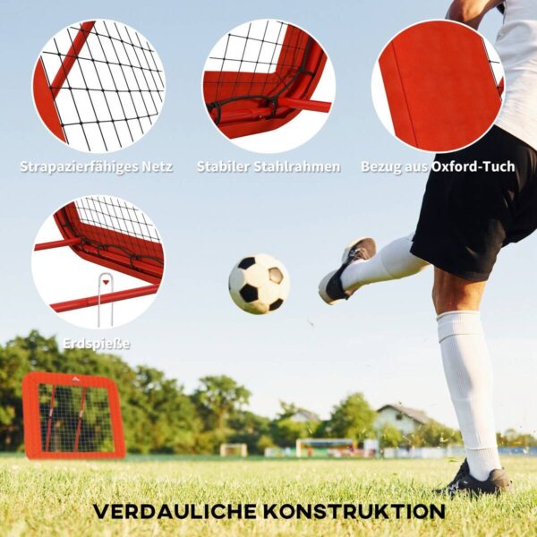 HOMCOM Fußball Rebounder rot Metall B/H/L: ca. 118x120x128 cm HOMCOM Fußball Rebounder rot Metall B/H/L: ca. 118x120x128 cm – Bild 3