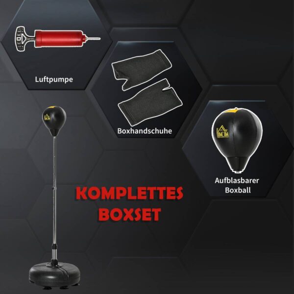 HOMCOM Punchingball Set schwarz Kunstleder B/H/L: ca. 45x151x45 cm – Bild 2