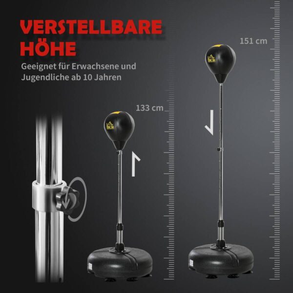HOMCOM Punchingball Set schwarz Kunstleder B/H/L: ca. 45x151x45 cm – Bild 5