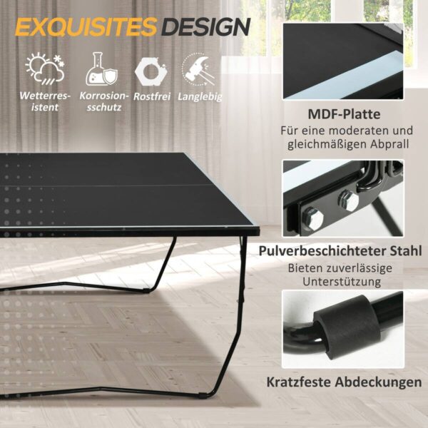 SPORTNOW Tischtennisplatte schwarz Stahl B/H/L: ca. 152,5x76x274 cm – Bild 3