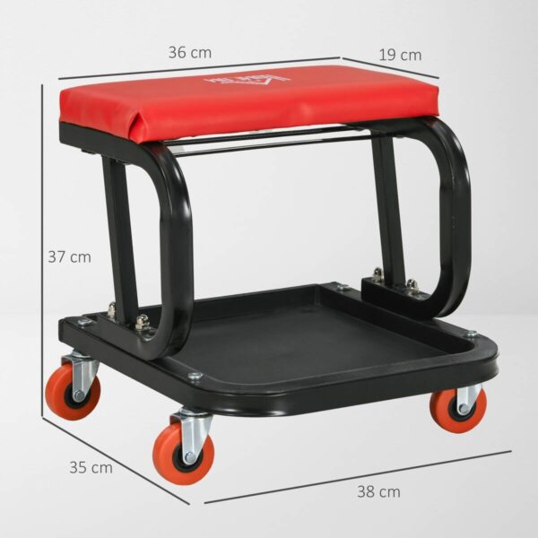 Werkstatthocker rot B/H/L: ca. 35x37x38 cm – Bild 3
