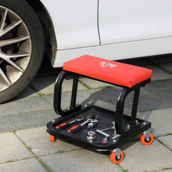 Werkstatthocker rot B/H/L: ca. 35x37x38 cm – Bild 5