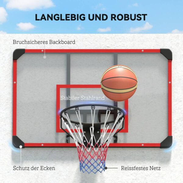SPORTNOW Basketballkorb rot Kunststoff B/H/L: ca. 61x73x113 cm – Bild 4