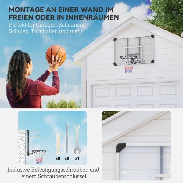 SPORTNOW Basketballkorb transparent Stahl B/H/L: ca. 61x73x113 cm – Bild 5