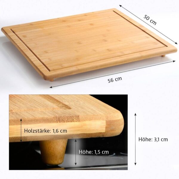 Kesper Herdabdeckplatte natur Bambus B/H/L: ca. 54x3x64 cm – Bild 3