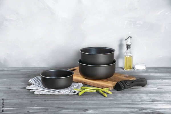 BERGNER Topfset CLICK & COOK schwarz Aluminium 4 tlg. – Bild 3