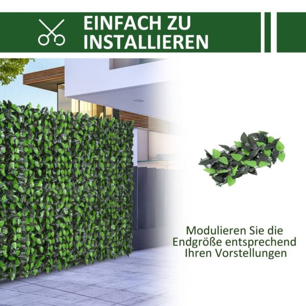 Outsunny Künstliche Hecke grün Kunststoff H/L: ca. 100x300 cm – Bild 4
