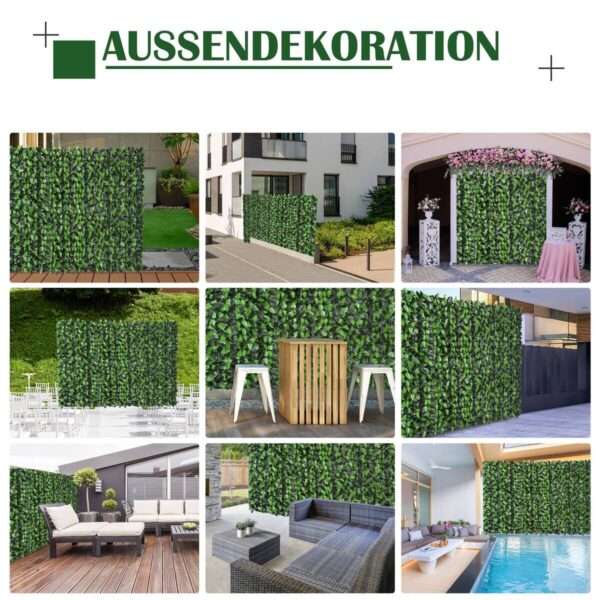 Outsunny Künstliche Hecke grün Kunststoff H/L: ca. 100x300 cm – Bild 5