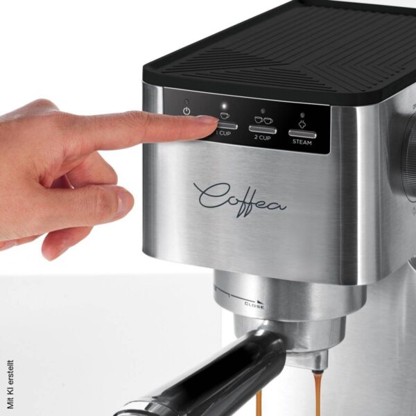 Polti Polti Espresso- und Cappuccinomaschine P10S silber Stahl B/H/T: ca. 13x30,5x30,5 cm Polti Polti Espresso- und Cappuccinomaschine P10S silber Stahl B/H/T: ca. 13x30,5x30,5 cm – Bild 2