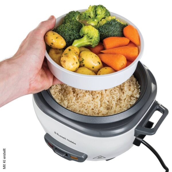 Russell Hobbs Reiskocher weiß Kunststoff Metall Glas B/H/L: ca. 21x19x15 cm – Bild 3