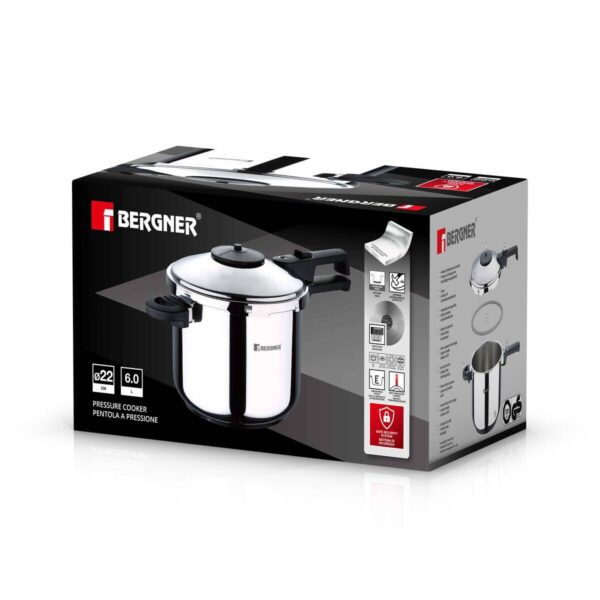BERGNER Schnellkochtopf CRETA schwarz Edelstahl B/H/L: ca. 22x27x42 cm – Bild 2