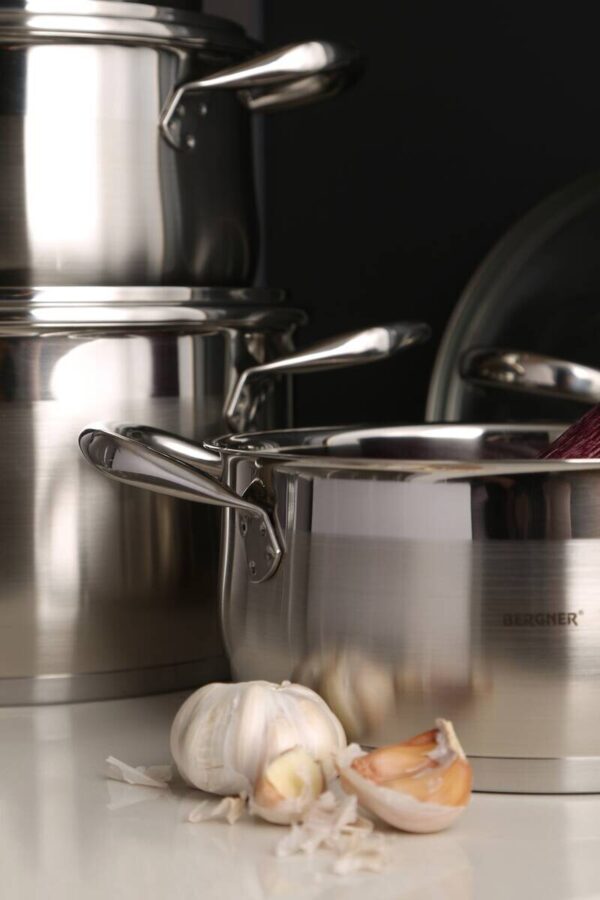 BERGNER Kasserolle GOURMET silber Edelstahl B/H/L/D: ca. 21,5x14x29,5x20 cm – Bild 2