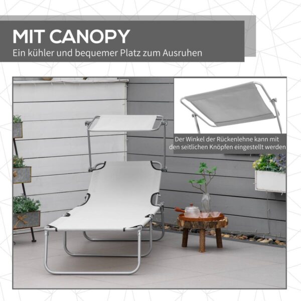 Outsunny Sonnenliege hellgrau Polyester B/H/L: ca. 58x36x187 cm Outsunny Sonnenliege hellgrau Polyester B/H/L: ca. 58x36x187 cm – Bild 2