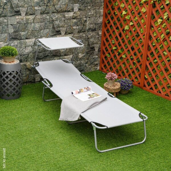 Outsunny Sonnenliege hellgrau Polyester B/H/L: ca. 58x36x187 cm Outsunny Sonnenliege hellgrau Polyester B/H/L: ca. 58x36x187 cm – Bild 4