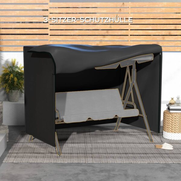 Outsunny Abdeckplane schwarz Polyester B/H/L: ca. 124x164x205 cm – Bild 3