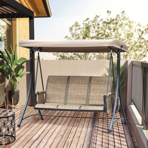 Outsunny Hollywoodschaukel braun Polyester B/H/L: ca. 128x172x196 cm Outsunny Hollywoodschaukel braun Polyester B/H/L: ca. 128x172x196 cm – Bild 3