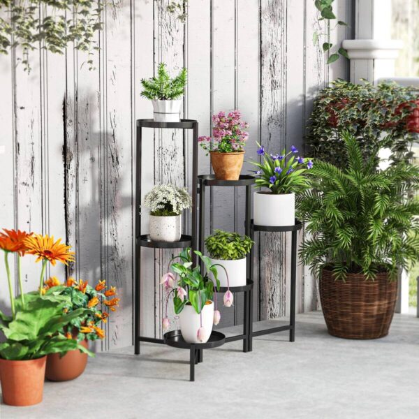 Outsunny Pflanzenständer schwarz Metall B/H/L: ca. 40x80x60 cm – Bild 4