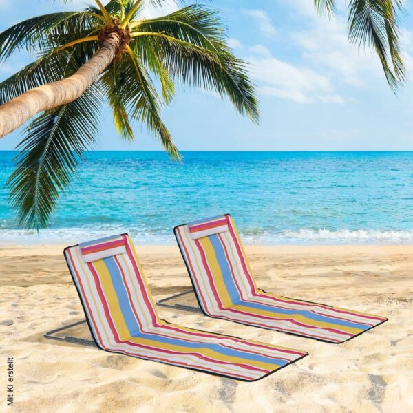 Outsunny Strandliege 2er Set mehrfarbig Stahl B/H/L: ca. 53x45x124 cm – Bild 3