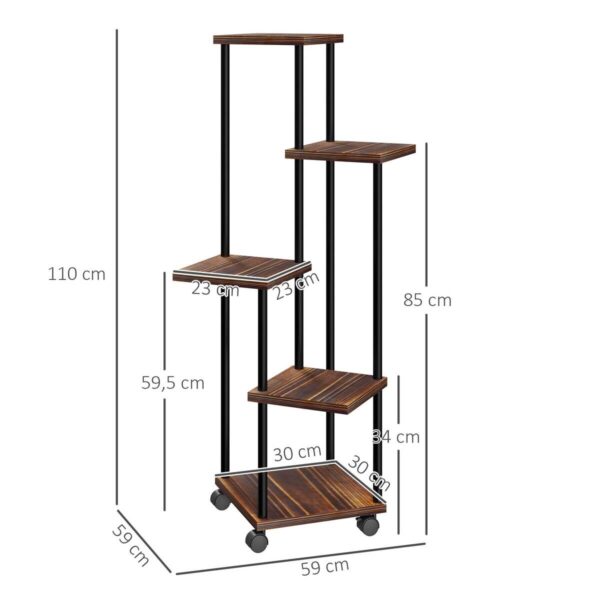 Outsunny Pflanzenständer braun Holz B/H/L: ca. 59x110x59 cm Outsunny Pflanzenständer braun Holz B/H/L: ca. 59x110x59 cm – Bild 3
