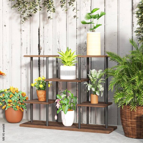Outsunny Blumenständer braun Holz B/H/L: ca. 24x61,5x80 cm Outsunny Blumenständer braun Holz B/H/L: ca. 24x61,5x80 cm – Bild 3