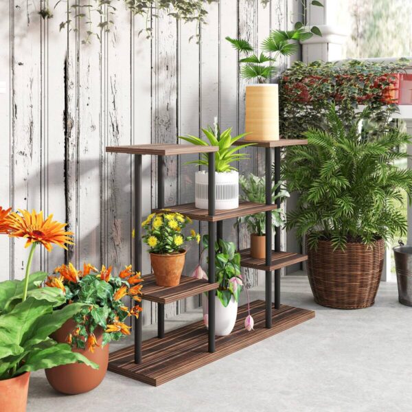 Outsunny Blumenständer braun Holz B/H/L: ca. 24x61,5x80 cm Outsunny Blumenständer braun Holz B/H/L: ca. 24x61,5x80 cm – Bild 4