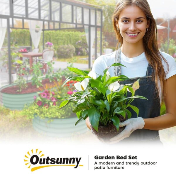 Outsunny Hochbeet 2er Set grün Stahl B/H/L: ca. 93x30x181 cm – Bild 2