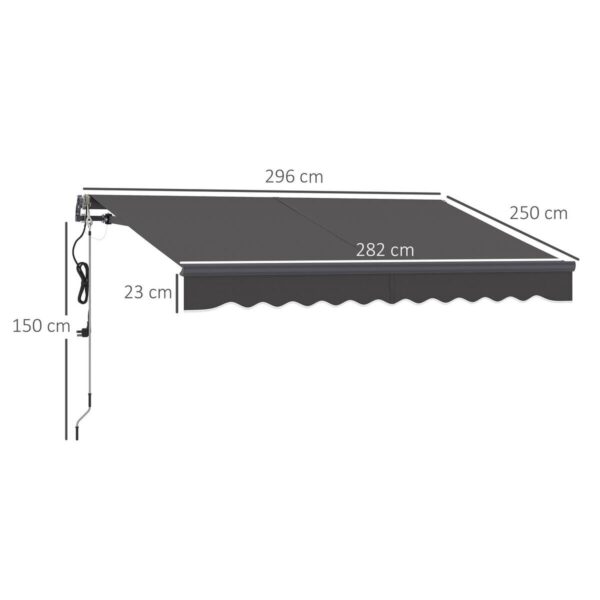 Outsunny Markise dunkelgrau B/H/L: ca. 250x150x296 cm – Bild 4