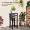 Outsunny Pflanzenständer 3er Set blau Metall B/H/L: ca. 28x71x28 cm – Bild 3