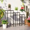 Outsunny Pflanzenständer 3er Set blau Metall B/H/L: ca. 28x71x28 cm – Bild 4