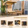 Outsunny Hollywoodschaukel beige Stahl B/H/L: ca. 106x174x138 cm – Bild 3