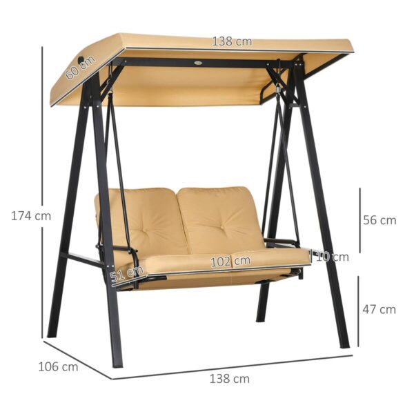 Outsunny Hollywoodschaukel beige Stahl B/H/L: ca. 106x174x138 cm – Bild 5