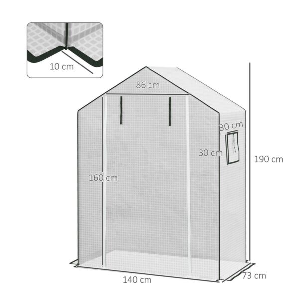 Outsunny Ersatzfolie weiß Kunststoff B/H/L: ca. 73x190x140 cm – Bild 2