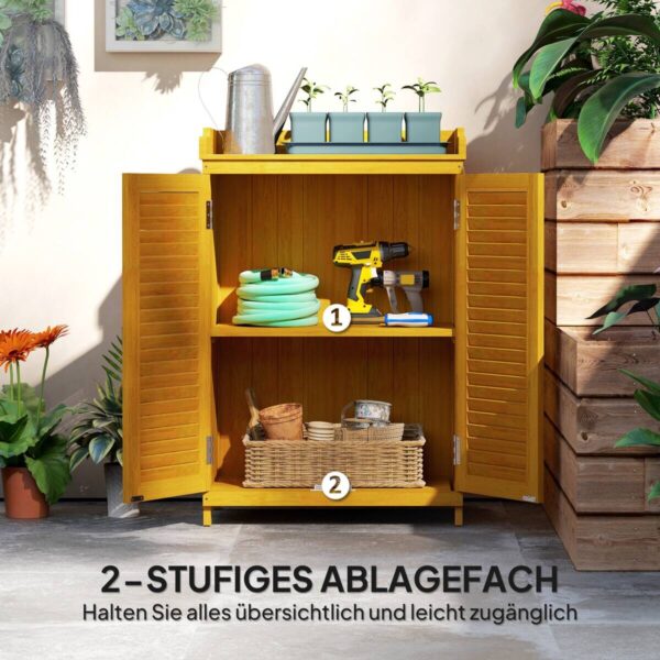 Outsunny Gartenschrank gelb Metall B/H/L: ca. 40x98,5x65,5 cm – Bild 2
