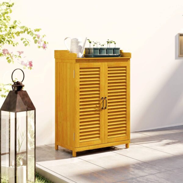 Outsunny Gartenschrank gelb Metall B/H/L: ca. 40x98,5x65,5 cm – Bild 3