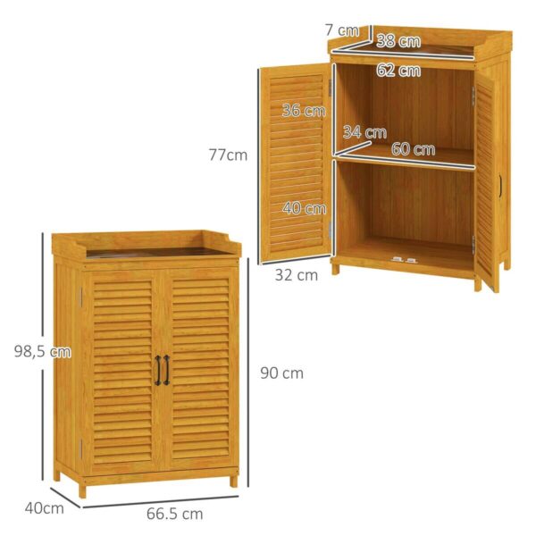 Outsunny Gartenschrank gelb Metall B/H/L: ca. 40x98,5x65,5 cm – Bild 4